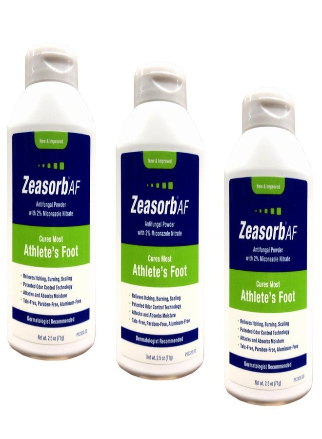 Zeasorb AF Antifungal Powder, 2.5 oz (71g) – Cures Most Athlete's Foot, Relieves Itching, Burning, and Scaling (Pack of 3) - Image 1